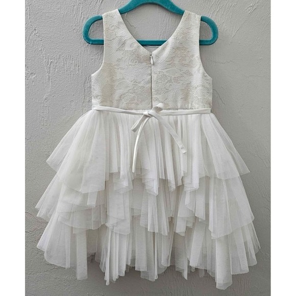 American Princess Sleeveless Pearl Tulle Dress Lace Bodice Girls Size 4T Wedding - Picture 4 of 5